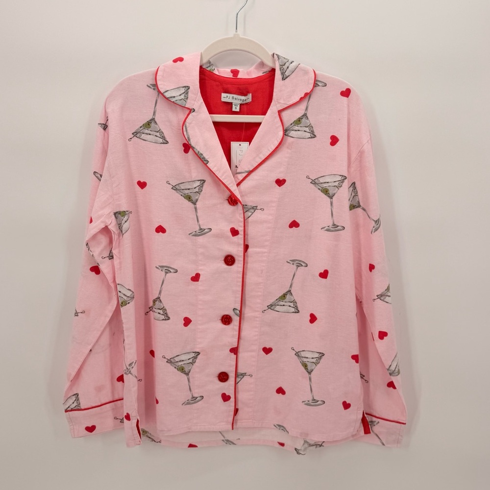 PJ Salvage NWT Martini Print Cotton 2 Piece Pajama Set Wms SizeS Small & Large - Picture 3 of 12